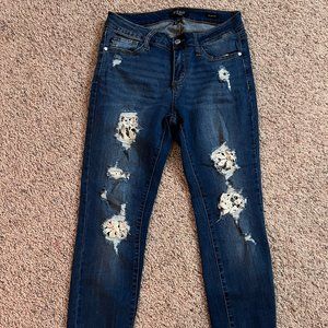 Women's Judy Blue Lace Patch Skinny Jeans Size 9